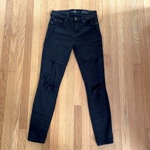 7 for all mankind, ankle gwenevere, black ripped skinny jeans, size 25!